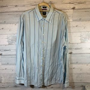 Gap Mens Fitted Premium Striped Long Sleeve Shirt